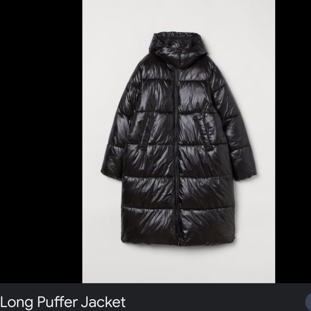 H&M  LONG PUFFER HOODIE WMN COAT  SZ-L